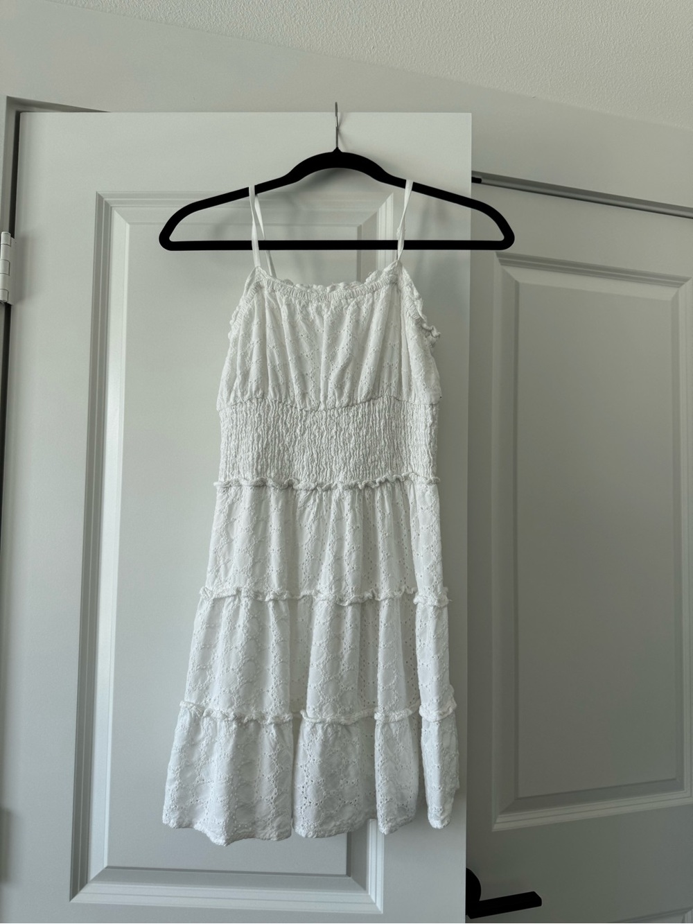 Sim & Sam White Eyelet Tiered Mini Dress
